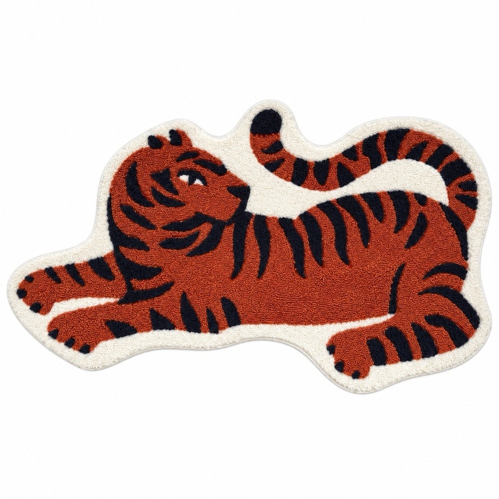 Tiger Shaped Accent Rug Kids Nursery Playroom Orange Black Ivory 34" x 26"